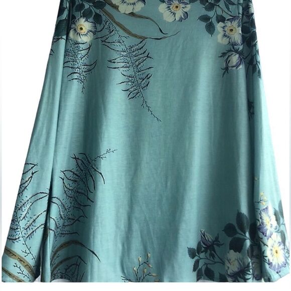 MISSLOOK Women’s Long Sleeves Stretchy Green Flowered Blouse Front Button Design - Picture 3 of 6